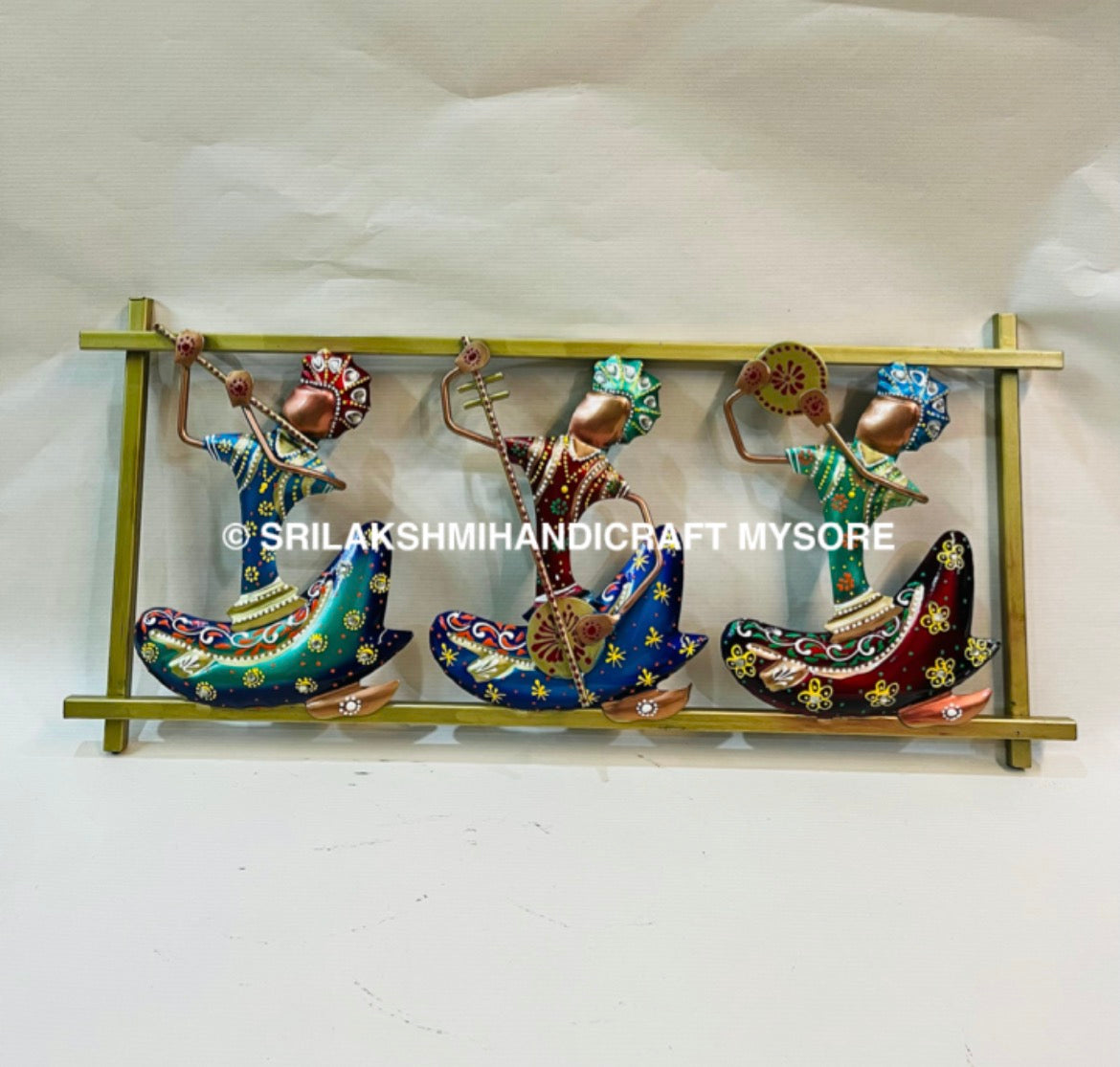 Metal 3 Nagpuri Babla Horizontal Frame - Hand-Painted Musicians