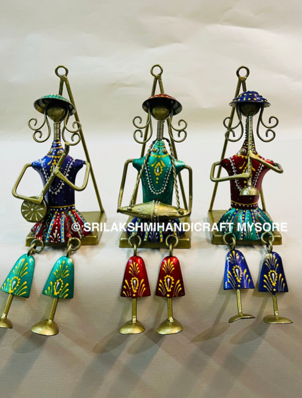 Metal Wall Hanging Swing Leg Musicians - Set of 3