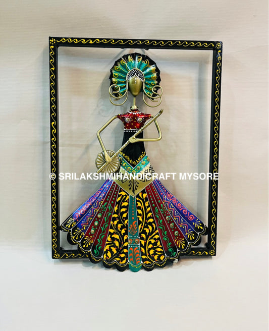 Metal Indothai Lady Frame - Hand-Painted Wall Art