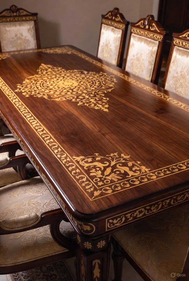 Rosewood Carved Dining Table with 8 chairs set