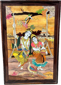 Rosewood Inlay Radha Krishna Jula Panel – 2'×3'