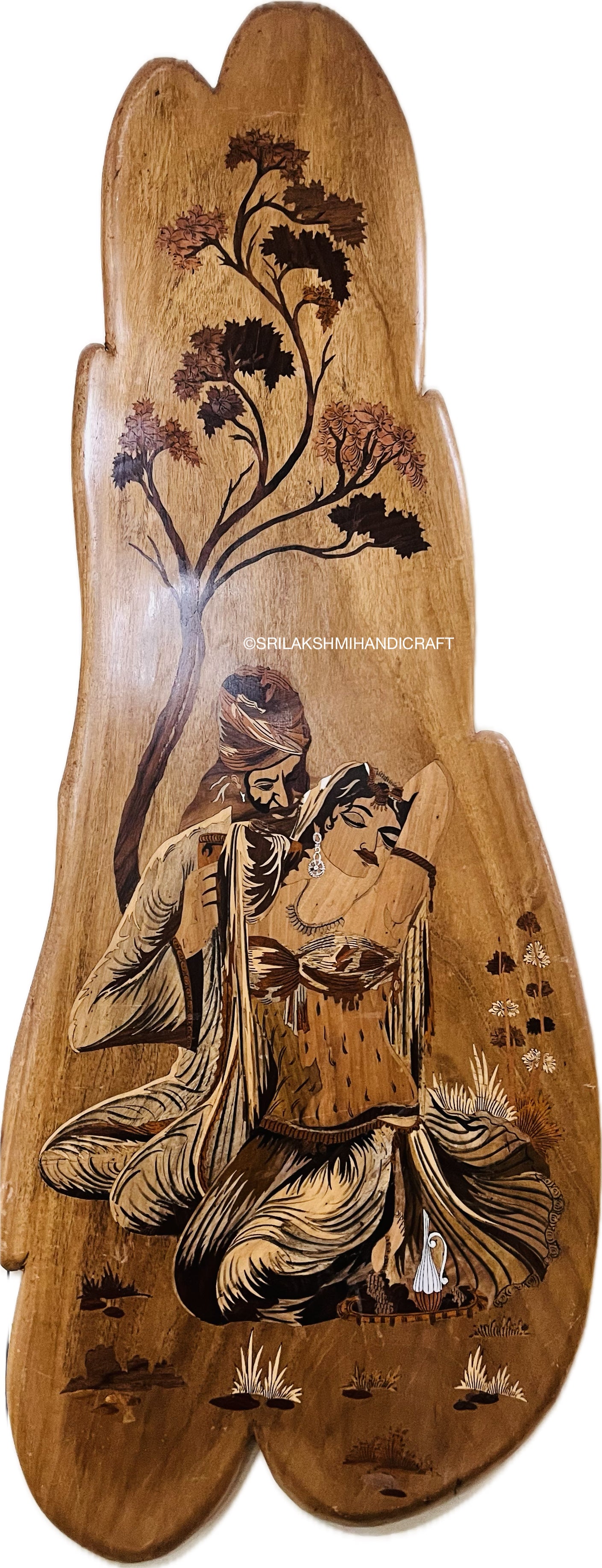 Teakwood Natural Shape Inlay Panel – Padmavat Scene – 5'×2'
