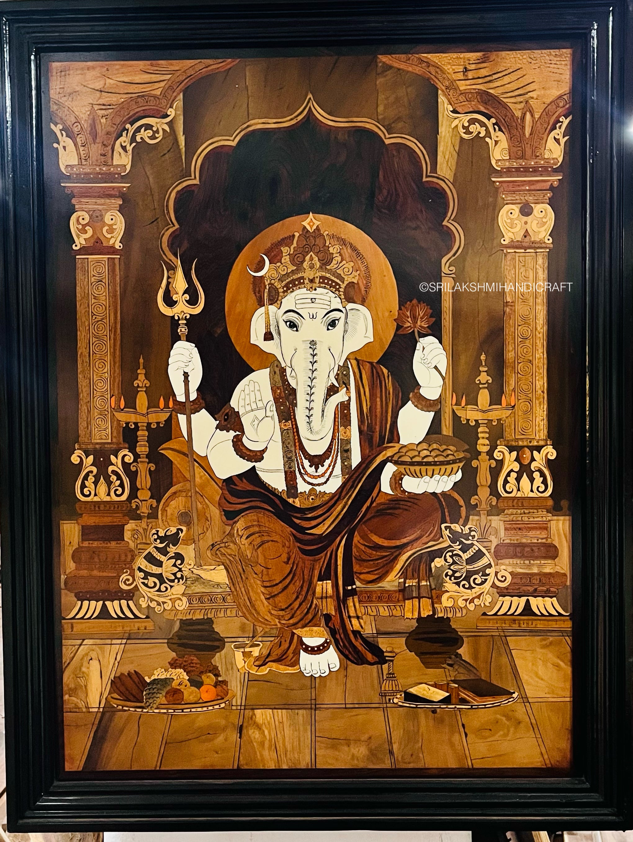 Rosewood Ganesha Inlay Panel