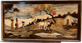 Rosewood Inlay Village Scenery Panel – 3'×2'