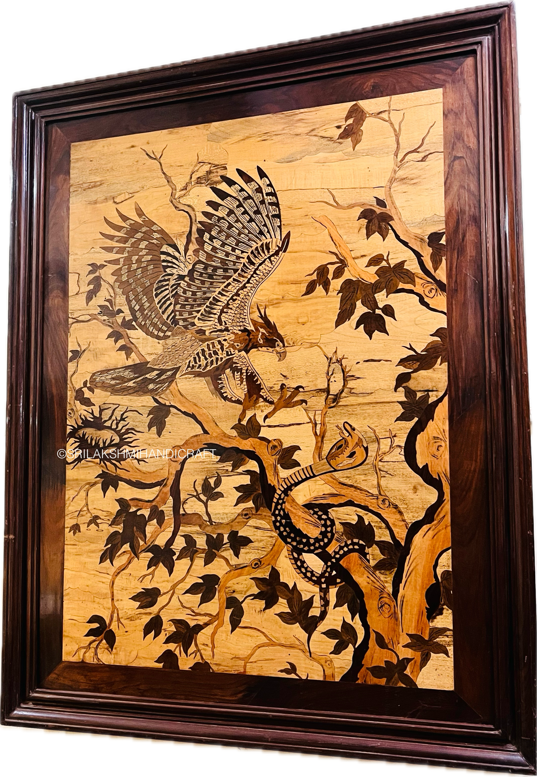 Rosewood Inlay Eagle and Snake with frame