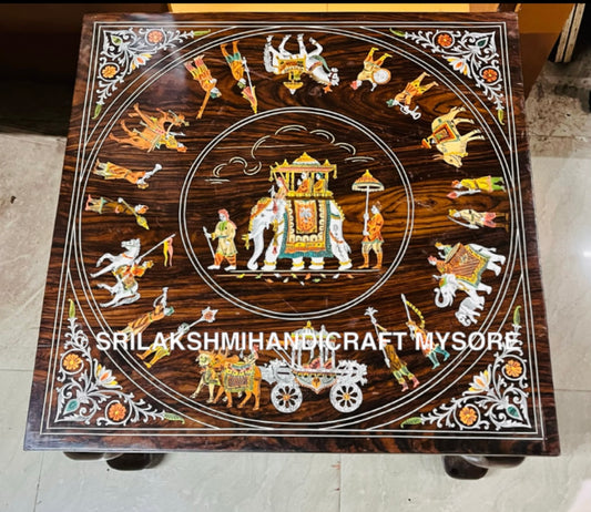 Rosewood Centre Table - Dasara Inlay Design - 36" x 36"
