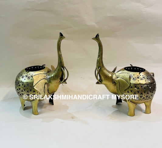Metal Trunk Up Elephant Light Holder - Daisy Lota Design