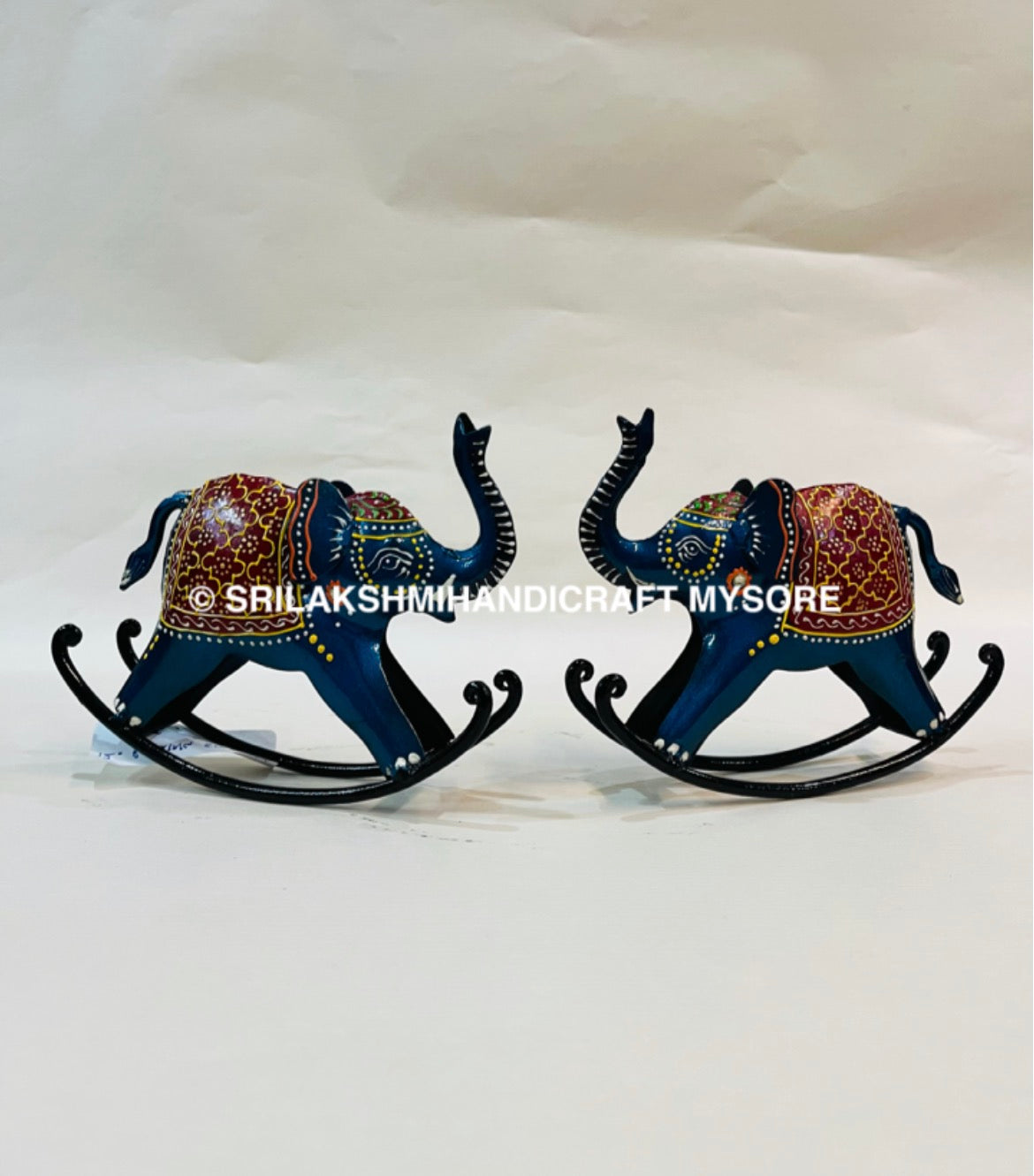 Metal Mini Rocking Elephant - Hand-Painted Decorative Toy