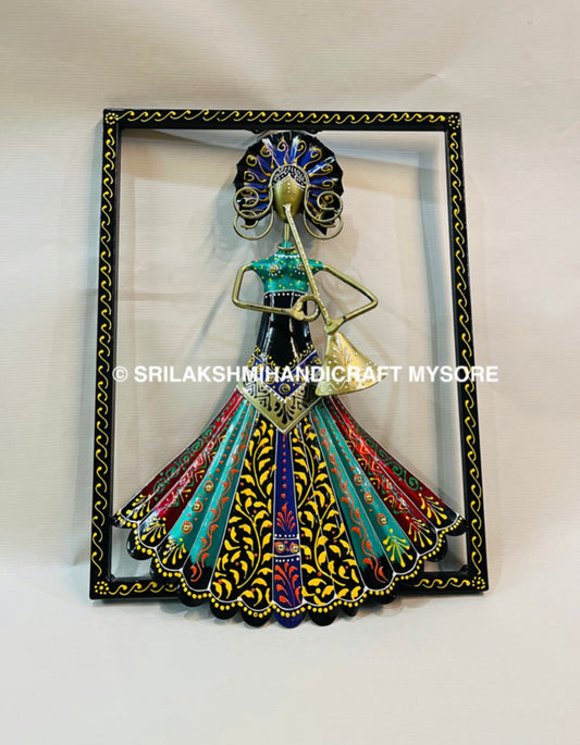 Metal Indothai Lady Frame - Hand-Painted Wall Art