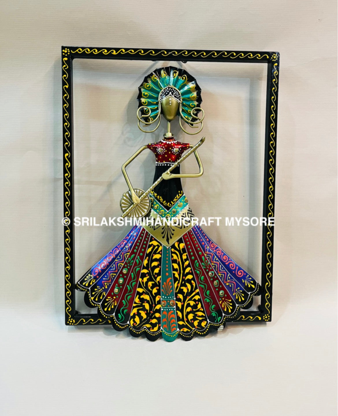 Metal Indothai Lady Frame - Hand-Painted Wall Art