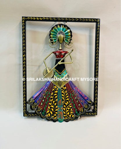 Metal Indothai Lady Frame - Hand-Painted Wall Art