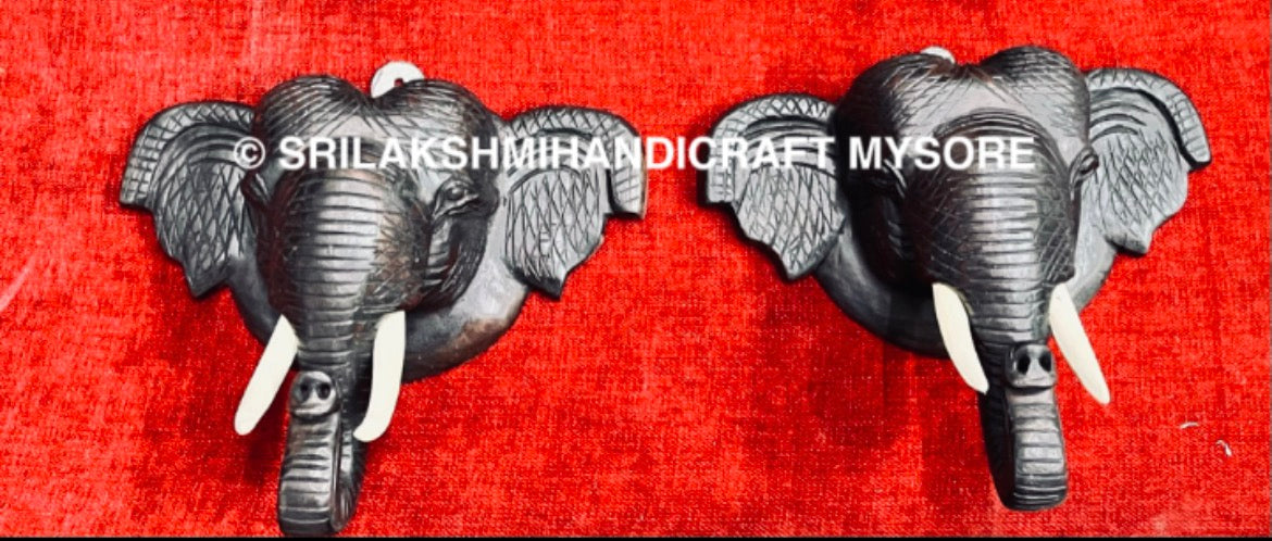 Rosewood Skin Elephant Head  - Trunk Up & Down