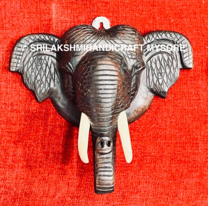 Rosewood Skin Elephant Head  - Trunk Up & Down