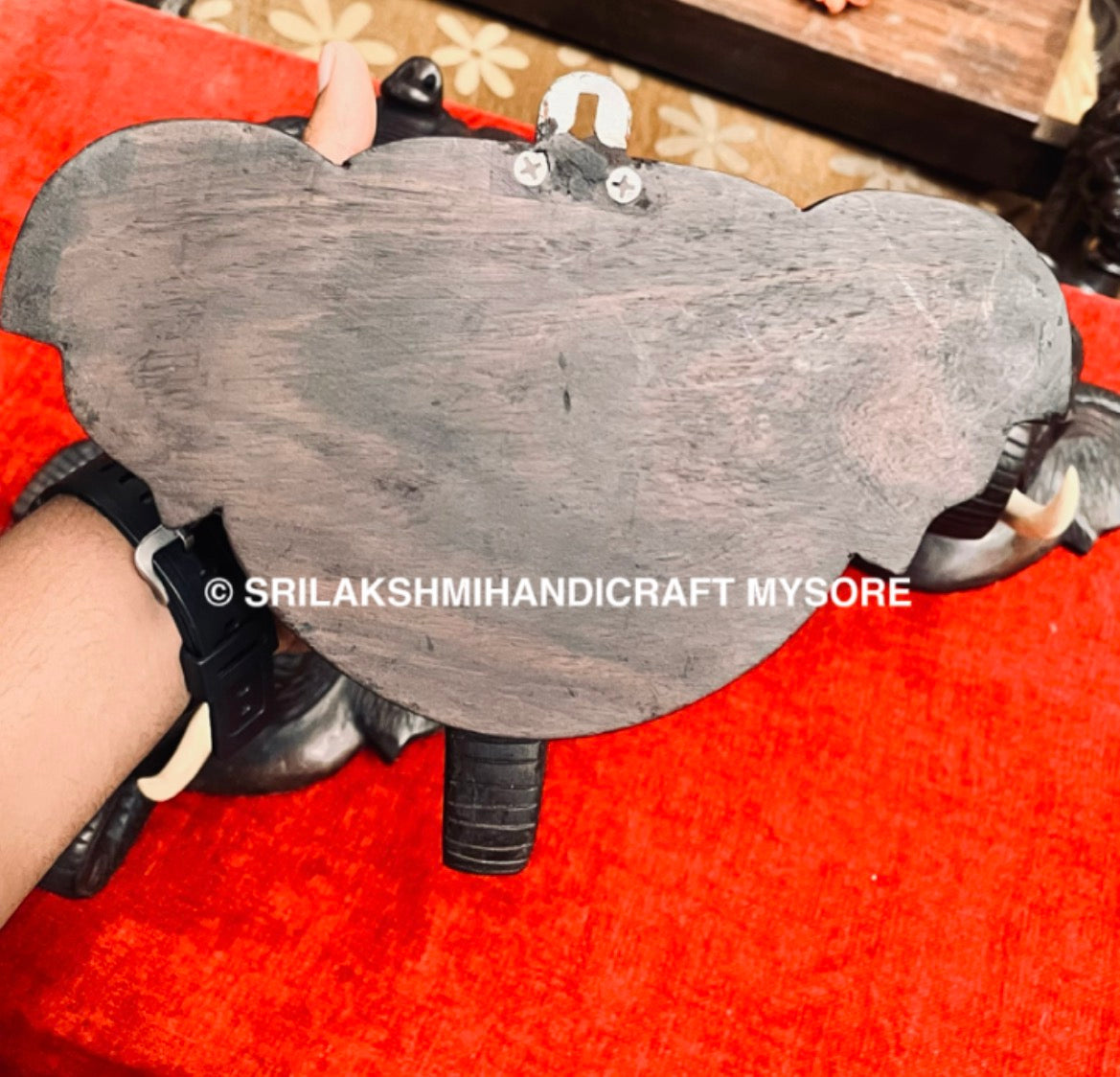 Rosewood Skin Elephant Head  - Trunk Up & Down