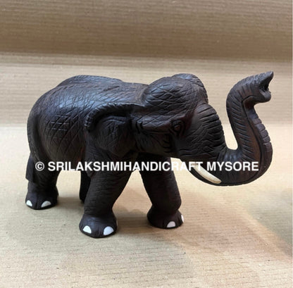 Rosewood Skin Elephant - Carved - Trunk Up