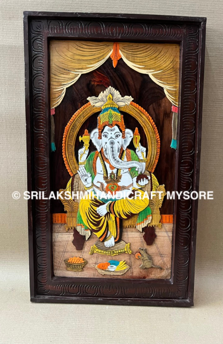 Rosewood Ganesha 3D Panel